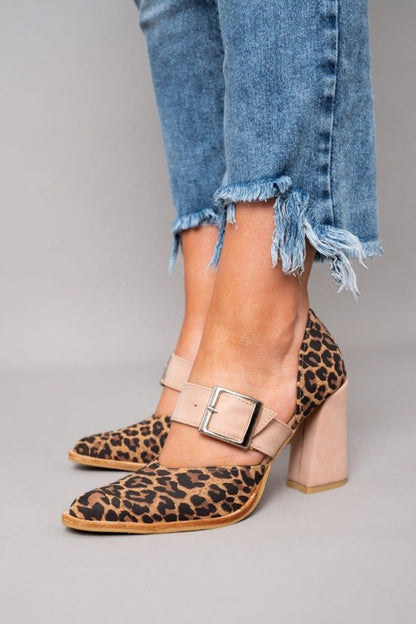 Avano™ | Suède sandalen met luipaardprint en stabiele hak