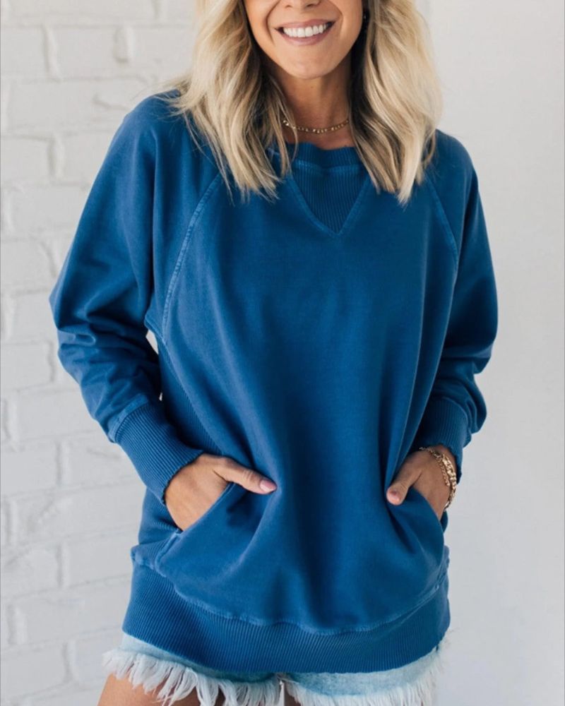 VIOLA - Gerippter Pullover mit Taschen