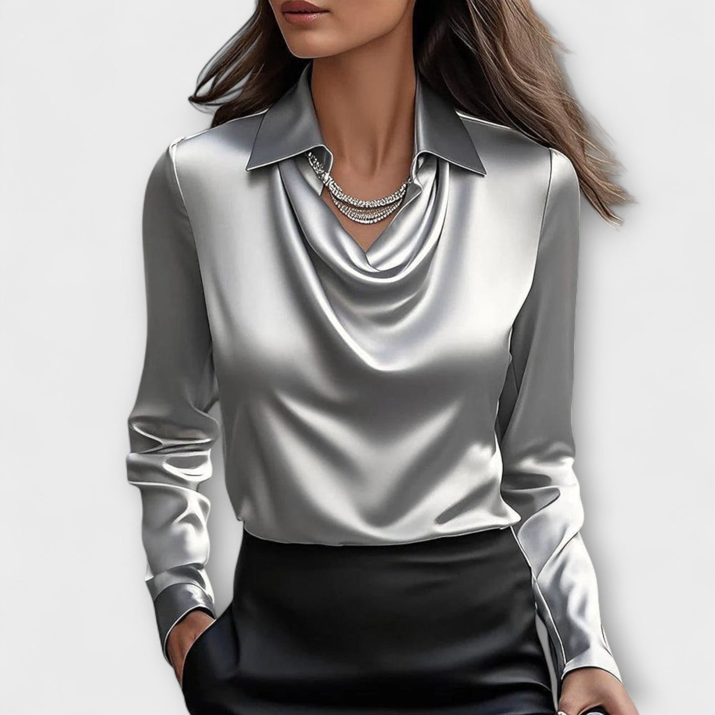LA VENECIA | Elara™ – Drapierte Weiße Bluse