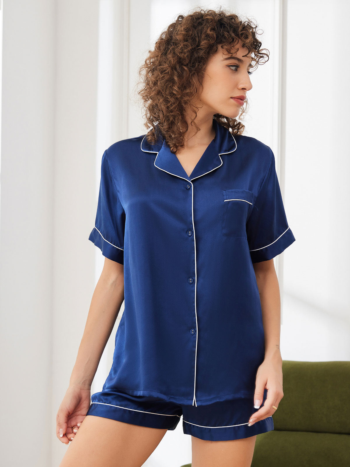 Short pyjamaset van pure zijde
