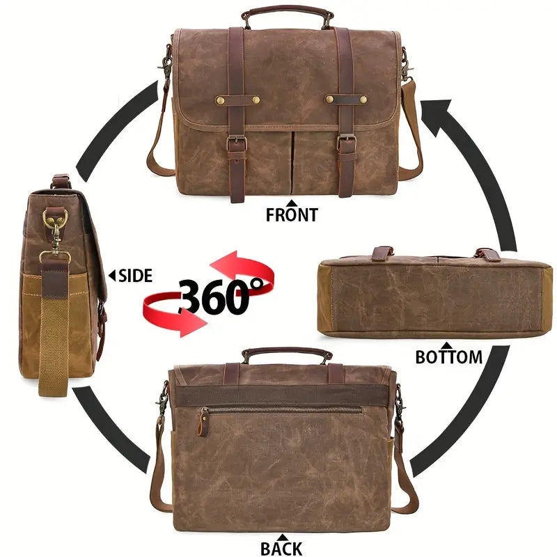 Brett - Waterdichte Messenger Bag van Canvas met Grote Capaciteit voor Heren