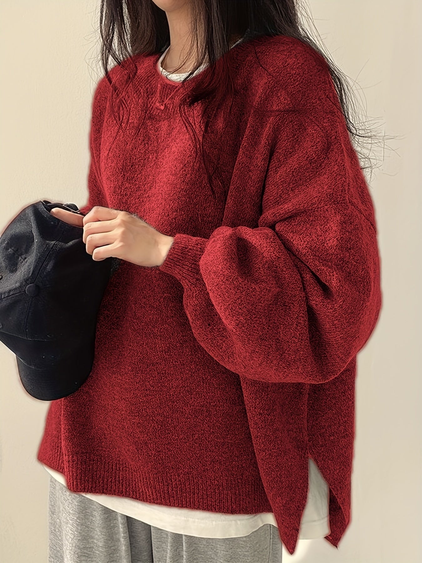 Pearline - Rundhals Pullover mit langen Ärmeln