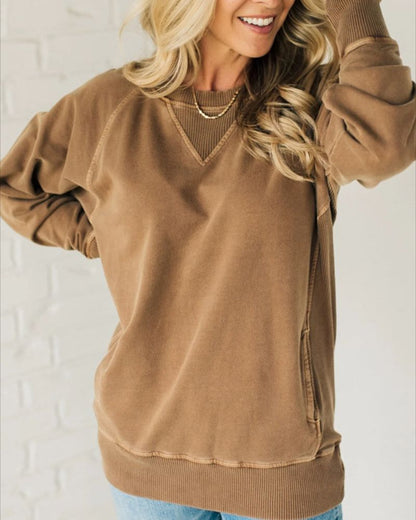 VIOLA - Gerippter Pullover mit Taschen