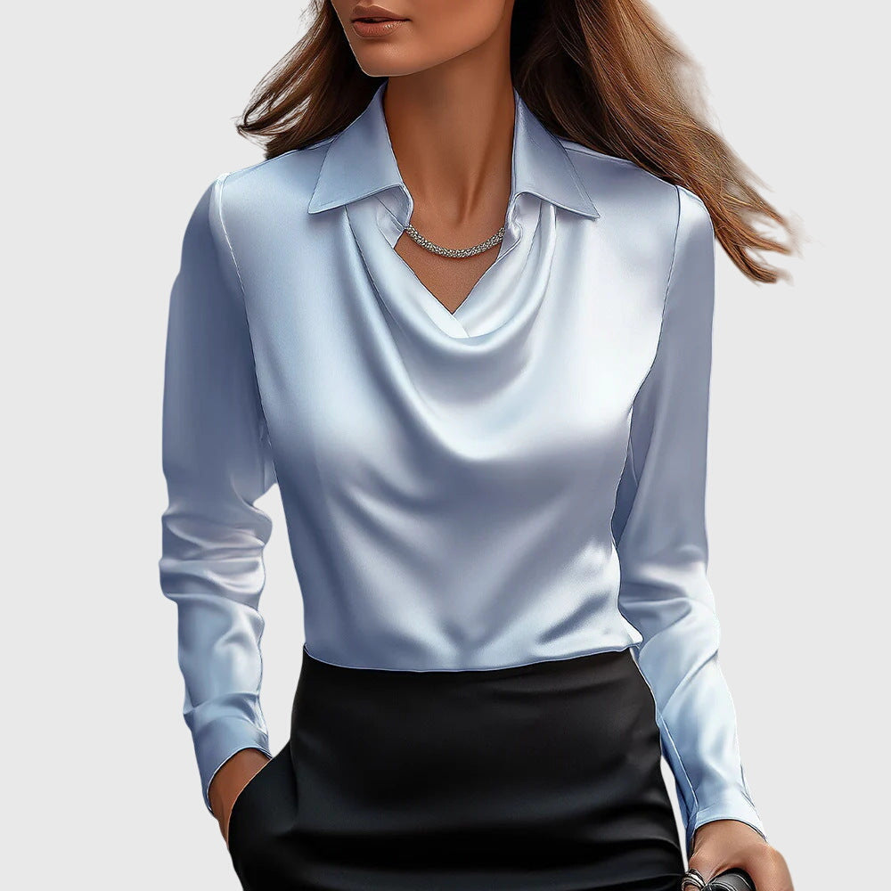 Nia™ – Elegante blouse met gedrapeerde halslijn voor een verfijnde alledaagse stijl