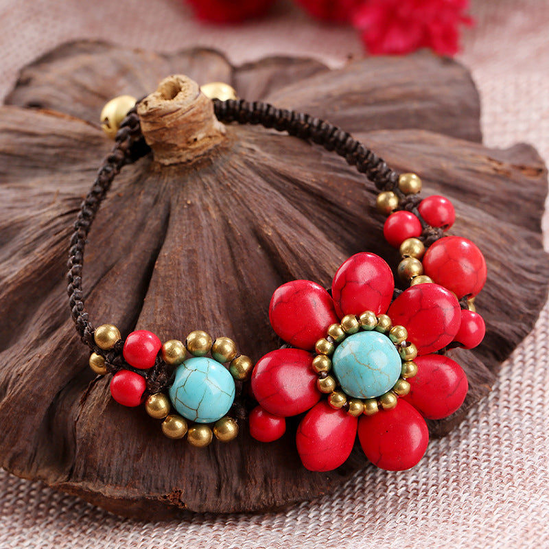 Handgeweven Bloemenarmband