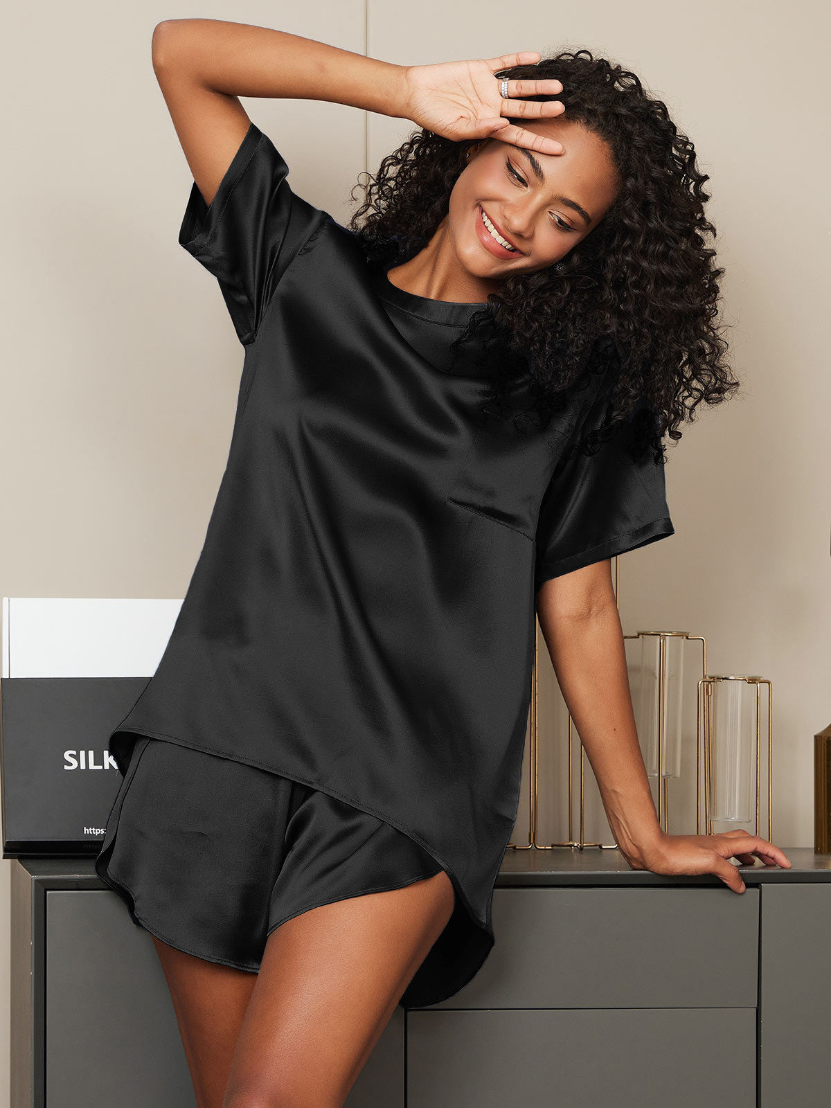 Pure Soie Courtes Manches Pyjamas