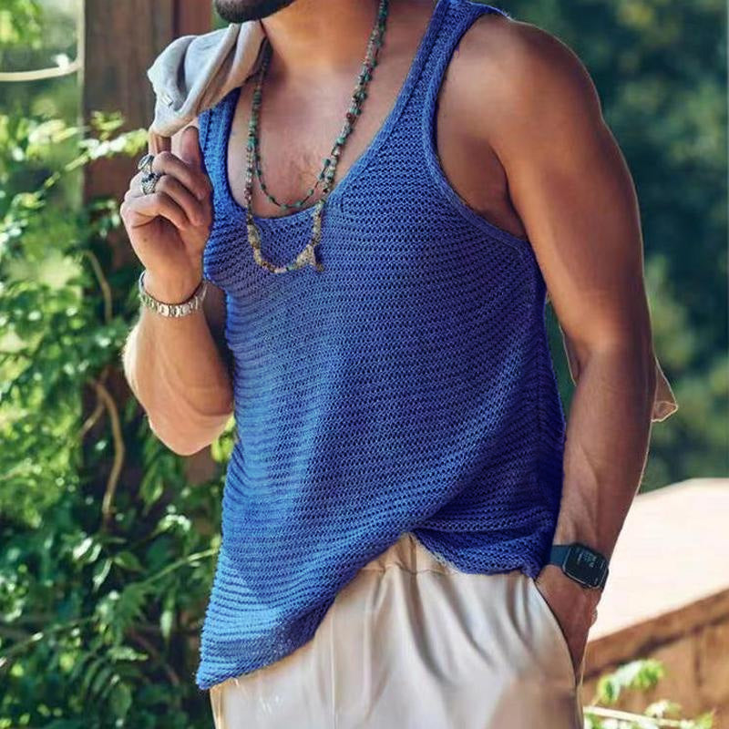 Herren Lässiges Strick-Tanktop in Unifarbe 55936533Y