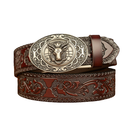 Herren Vintage Rindsleder Personalisierter Geprägter Automatik-Schnallengürtel MTA0967F5U