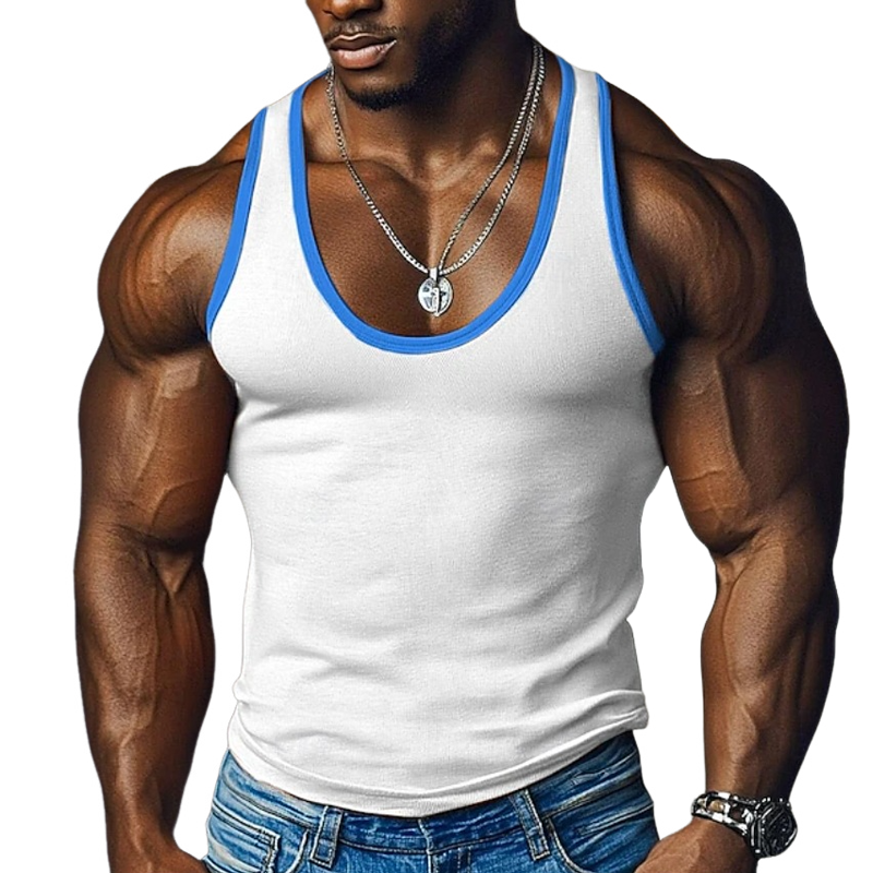 Heren Contrastkleur Ronde Hals Slim Fit Sportief Tanktop MTA1664G4X