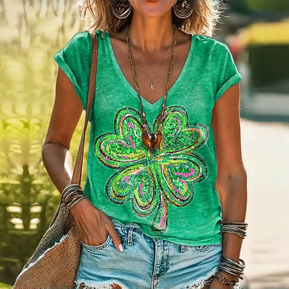 T-shirt met Klavertjevierprint