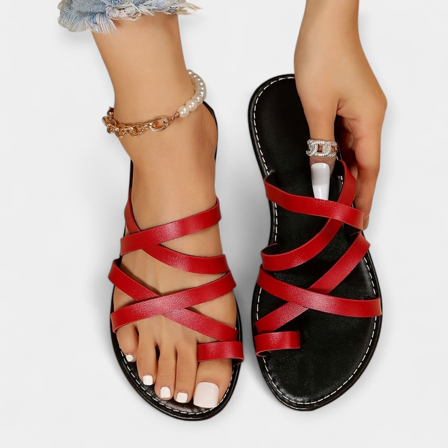 Platte Sandalen met Vlechtwerk