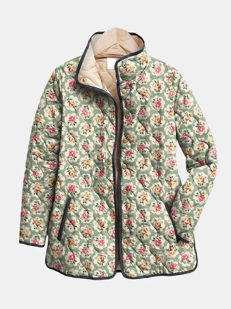 Aveline | Gestepptes Vintage-Jacke mit Blumenmuster