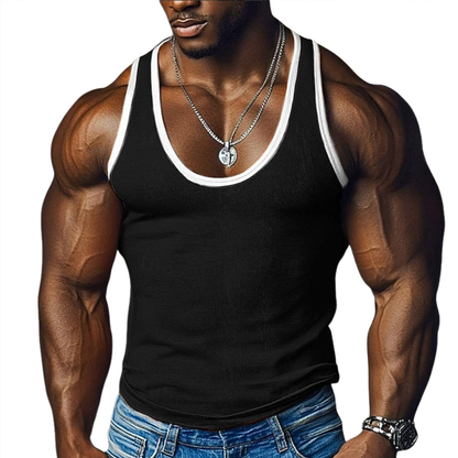 Heren Contrastkleur Ronde Hals Slim Fit Sportief Tanktop MTA1664G4X