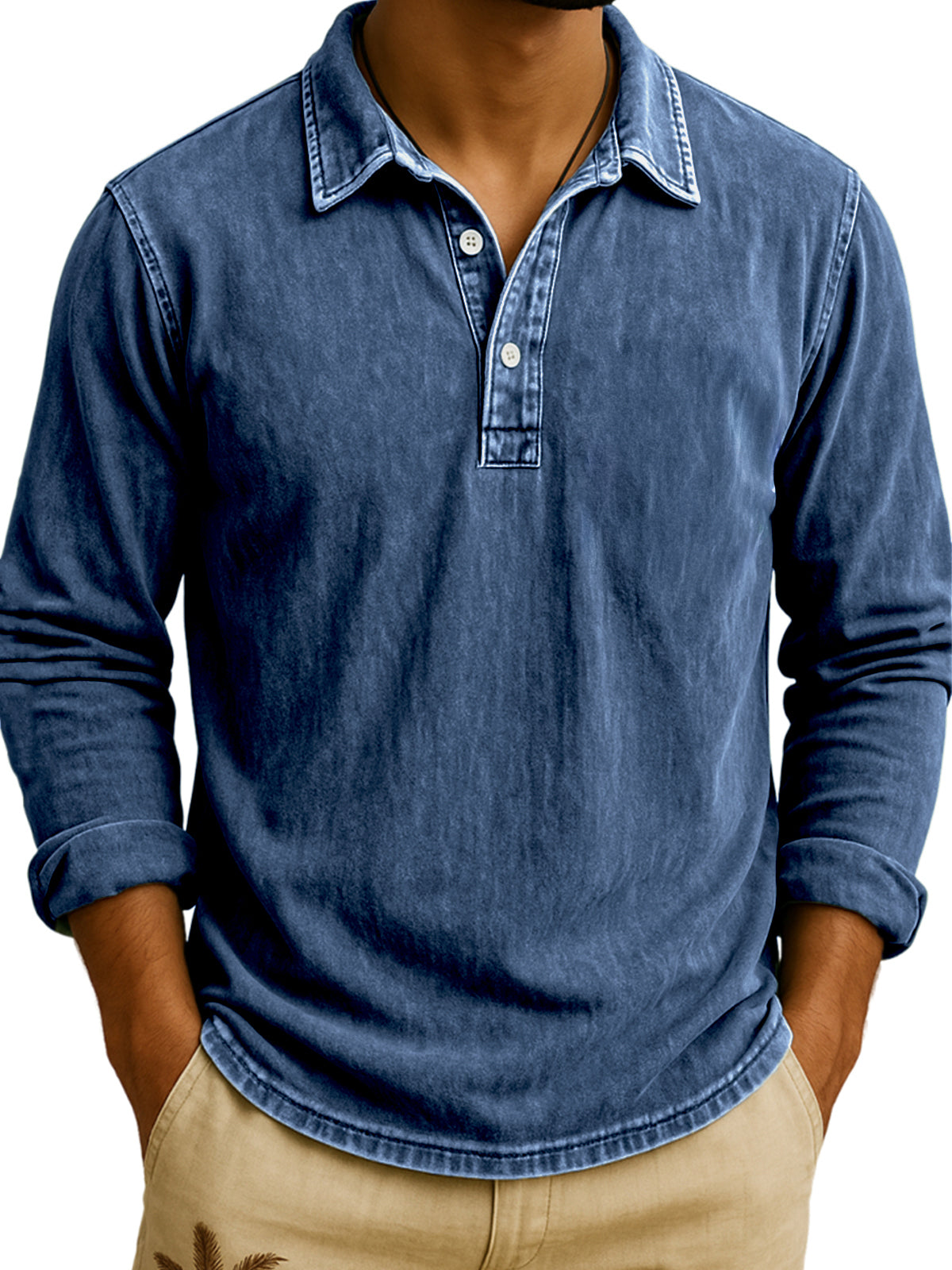 DANIEL PORTLAND™ – Langarm-Poloshirt im Vintage-Waschlook