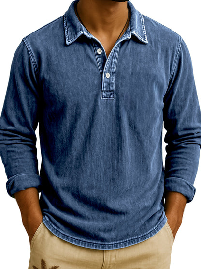 DANIEL PORTLAND™ – Langarm-Poloshirt im Vintage-Waschlook