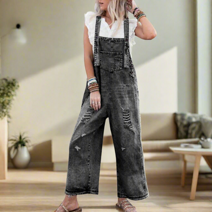Lora™ – Verstelbare Jumpsuit met Vintage Wassing