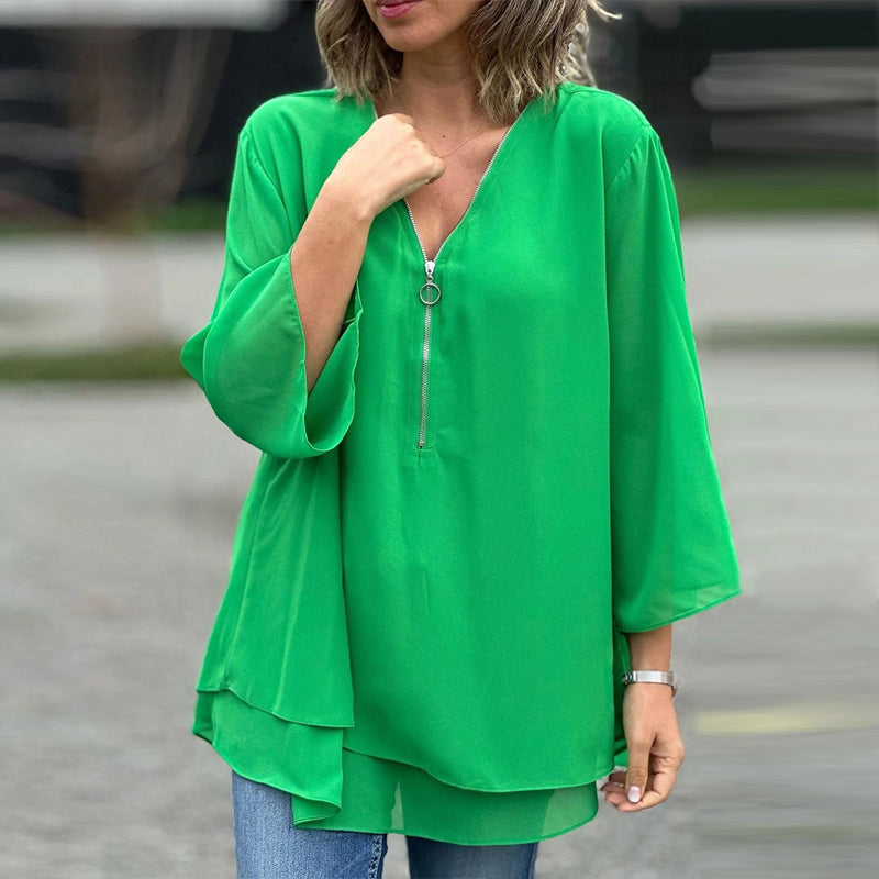 Heidi™ | V-hals Flared Zip-top