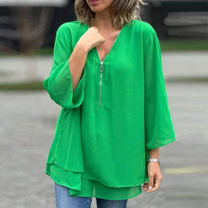 Heidi™ | V-hals Flared Zip-top