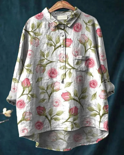 Jenny | Stijlvolle bloemenblouse met knoopjes