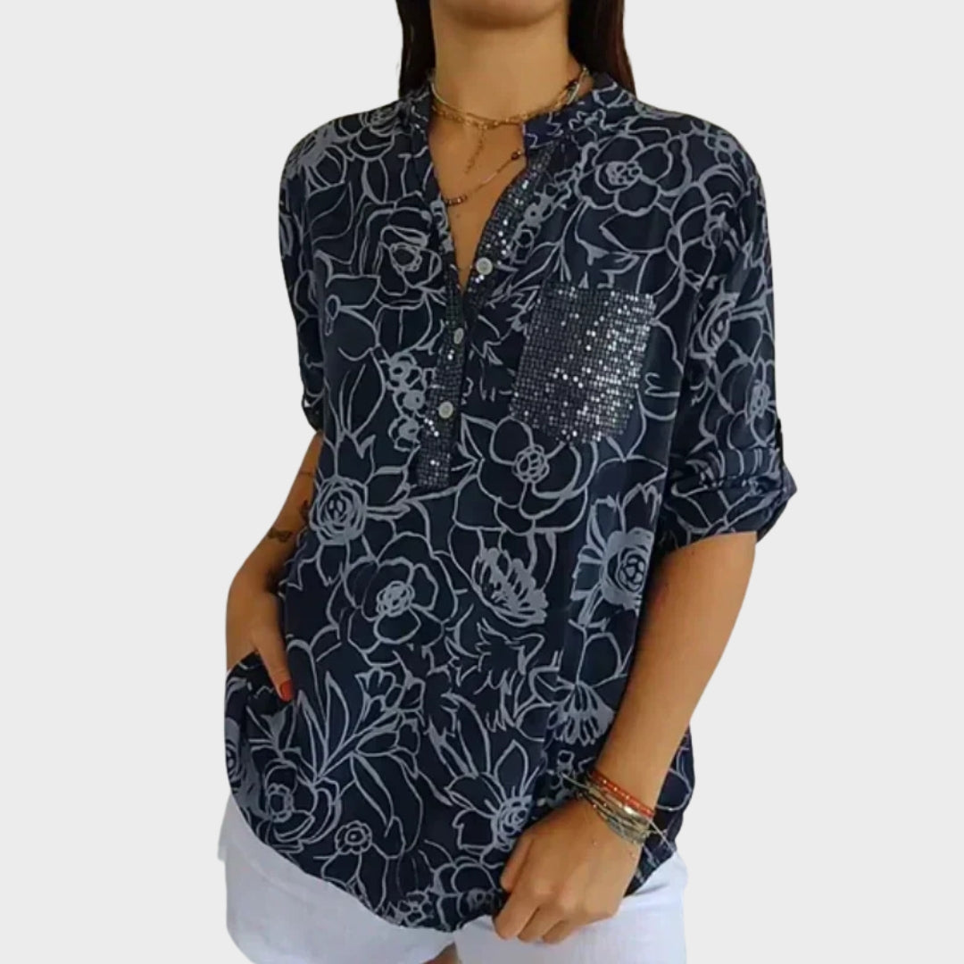 SABINA – GEFALTETE BLUSE MIT KNÖPFEN