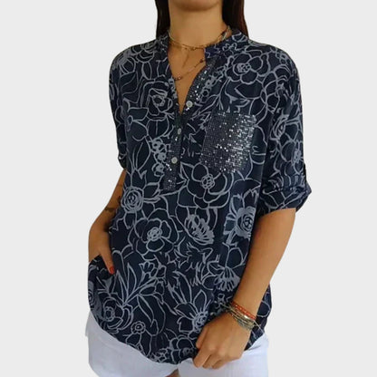 SABINA – GEFALTETE BLUSE MIT KNÖPFEN
