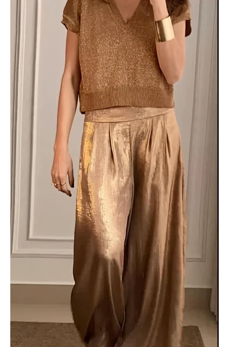Betina | Chique Metallic Wide-Leg Broek