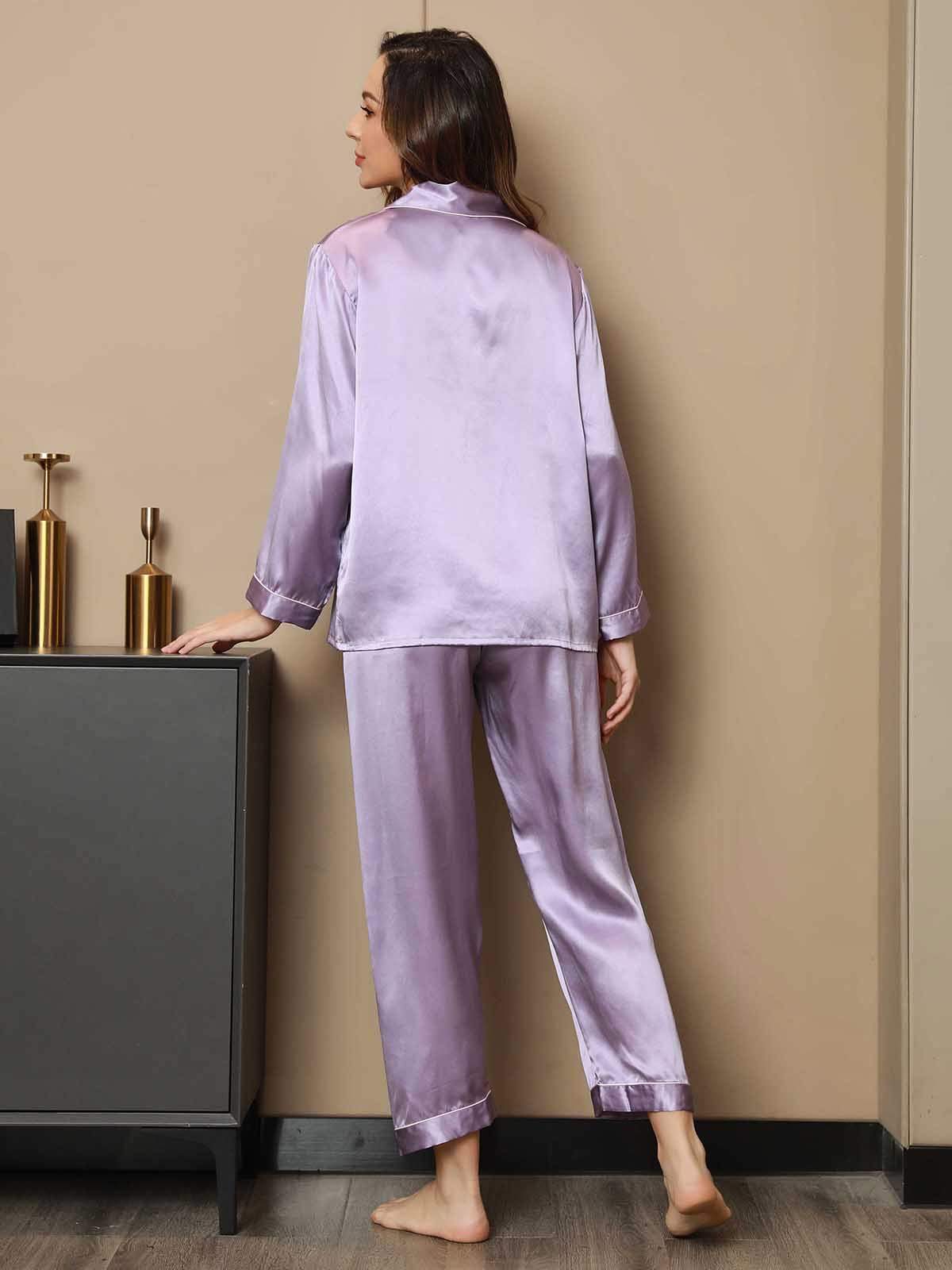 Klassieke Pyjama van Pure Zijde met Biesrand, 2-delig