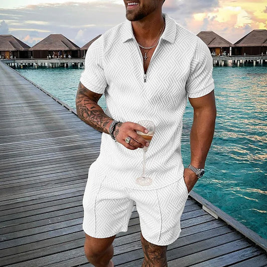 TIM | UNENDLICHES WEISS POLOSHIRT- & SHORTS-SET