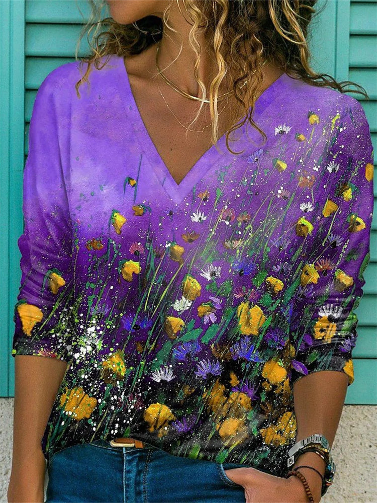 Barneys New York  |  Bloemenverf Hals T-shirt