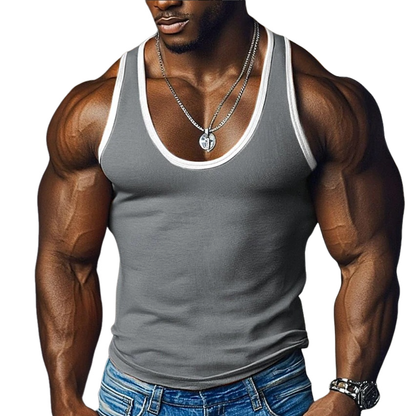 Heren Contrastkleur Ronde Hals Slim Fit Sportief Tanktop MTA1664G4X