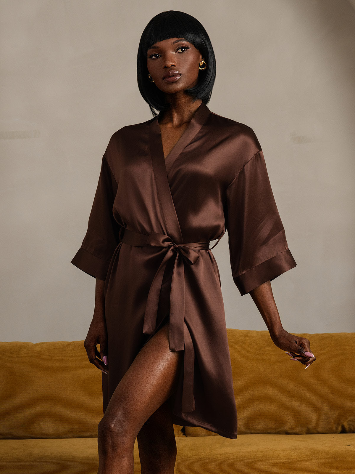 Peignoir de Nuit Kimono Enveloppante en Pure Soie pour Femme