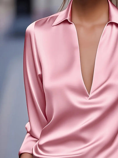 Naya™ – Elegant V-Neck Blouse for Day-to-Night Confidence