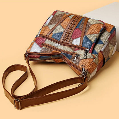 Dames schoudertas met retro geometrische print in meerdere kleuren - Mirella