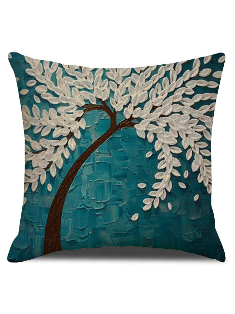 Barneys New York | Bloemenboom olieverfschilderij kunst kussensloop