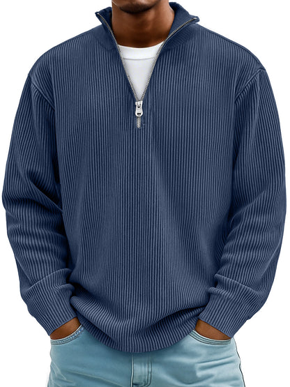 Milo™ Casual geribbeld shirt met lange mouwen en rits