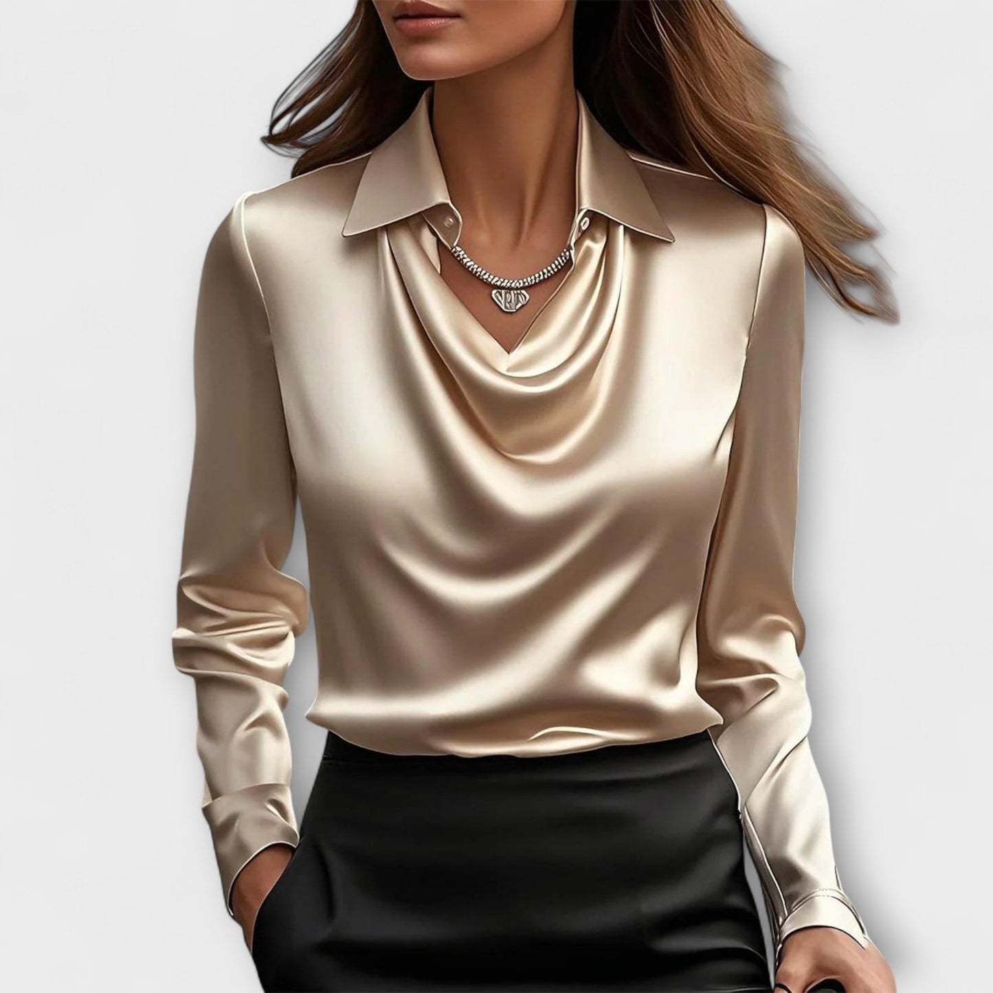 LA VENECIA | Elara™ – Drapierte Weiße Bluse