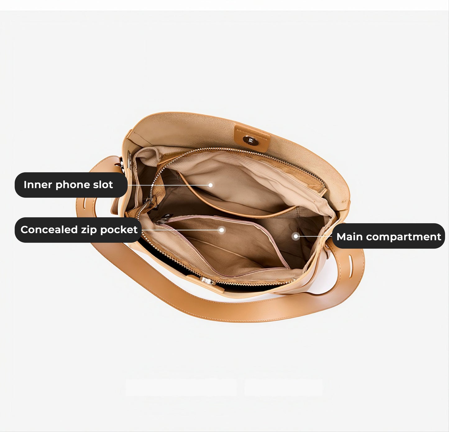 Echte Leder Crossbody & Schulter Übergroße Bucket Bag