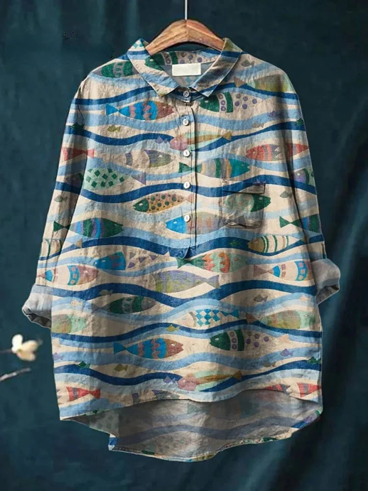 Darcy | Kunst Shirt met Vis