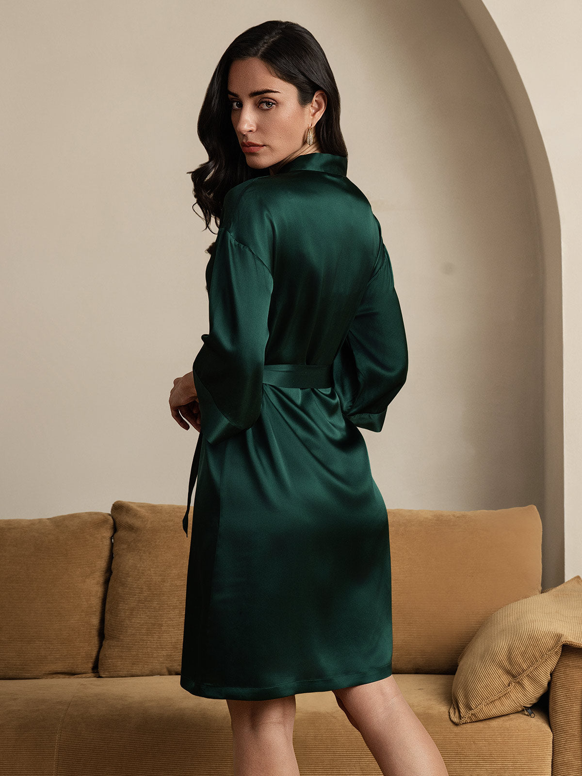 Kimono Peignoir Portefeuille Ceinturée en Pure Soie pour Femme