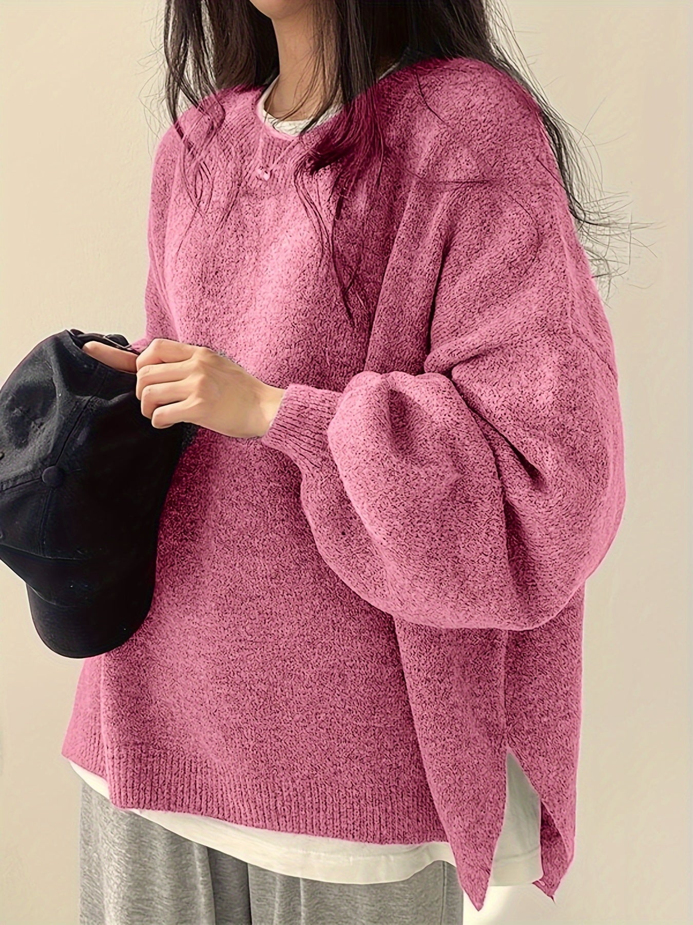 Pearline - Rundhals Pullover mit langen Ärmeln
