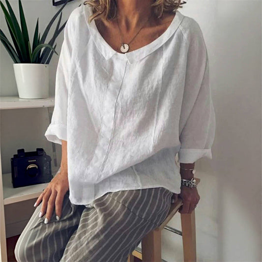 Blouse Décontractée De Couleur Unie