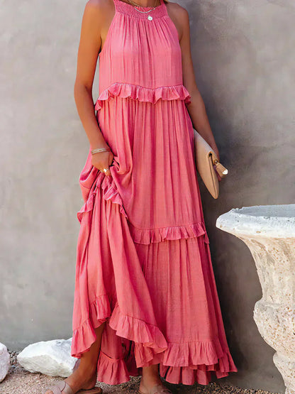 Delilah - Elegante Halterneck Jurk met Ruches