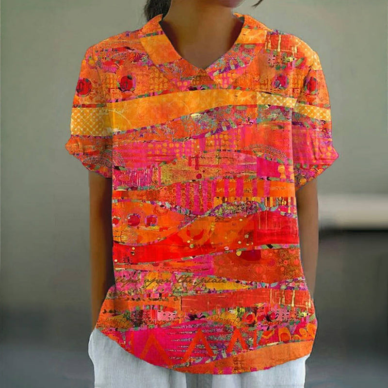 Blouse met abstracte vintageprint