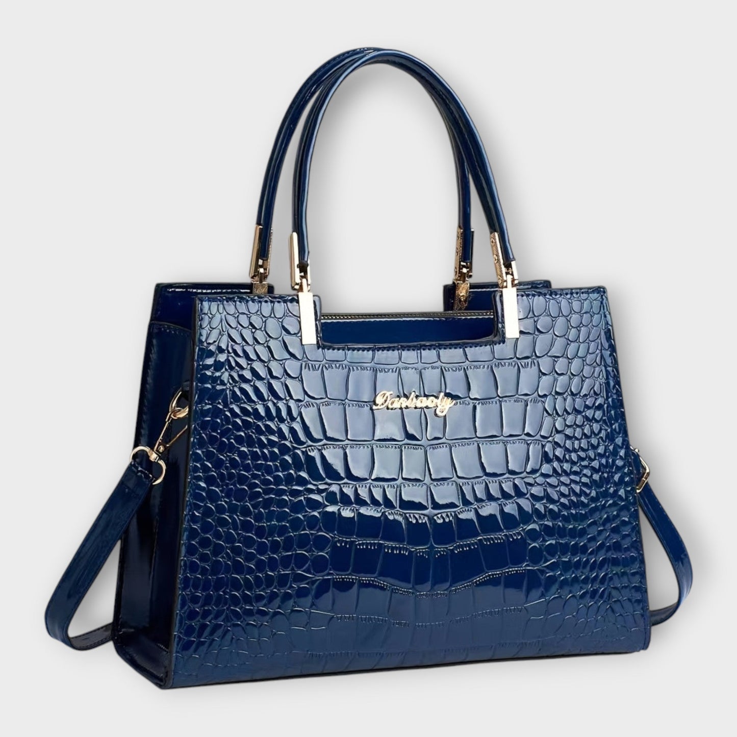 Olivia - Glänzende Krokodil-Optik Handtasche