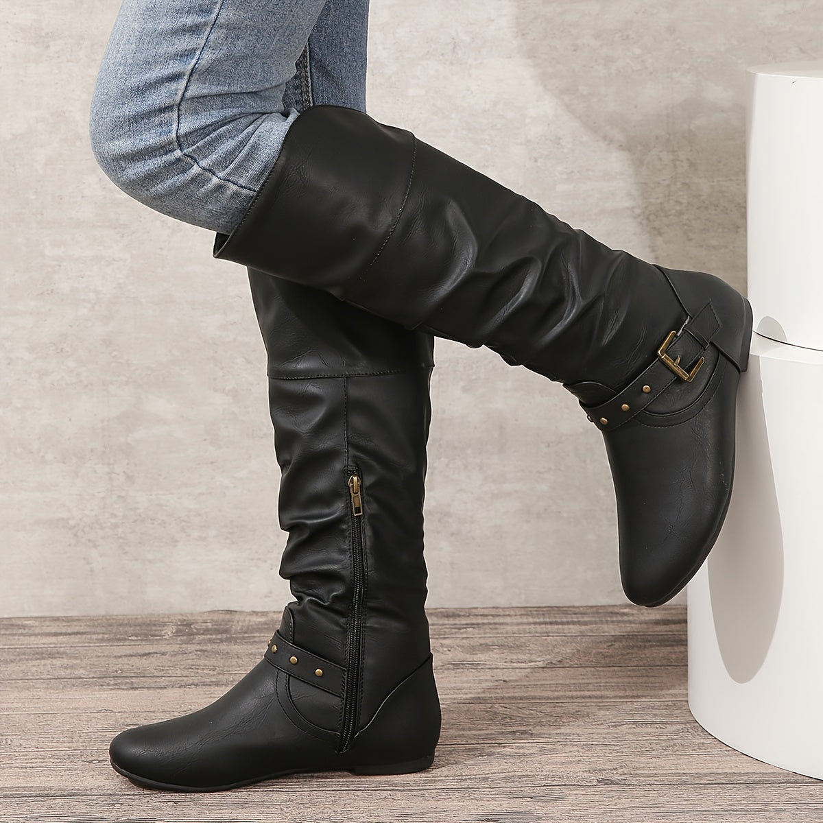 Danica | Damen-Kniehohe Stiefel mit Seitlichem Reißverschluss