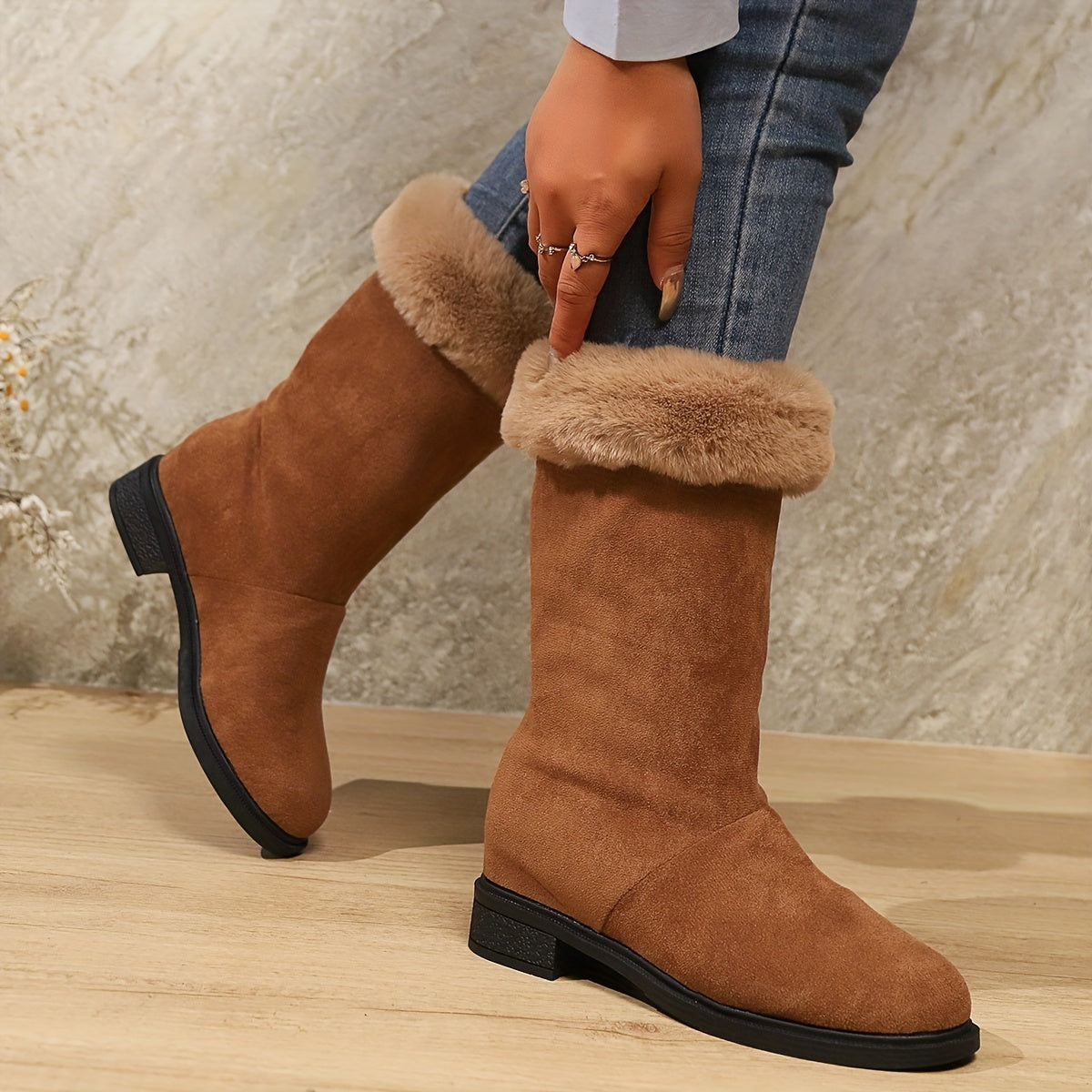 Victoria | Kunstfellgefütterte Stiefel in mittlerer Höhe