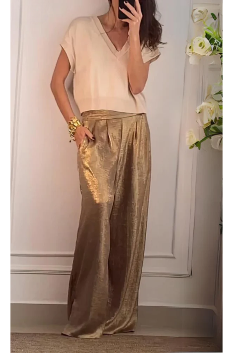 Betina | Chique Metallic Wide-Leg Broek