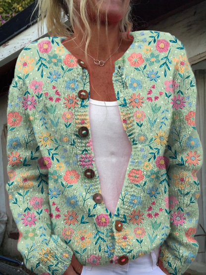 Sommerfeld bloemenprint vest met knopen