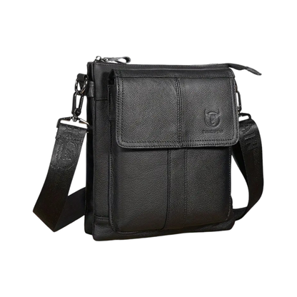 Nathan – Slim leren schoudertas met flapzakken-design