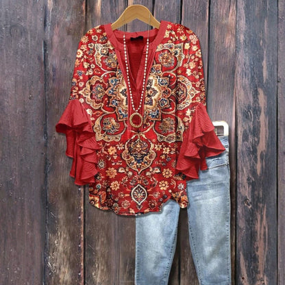 Vintage bloes met bloemenprint